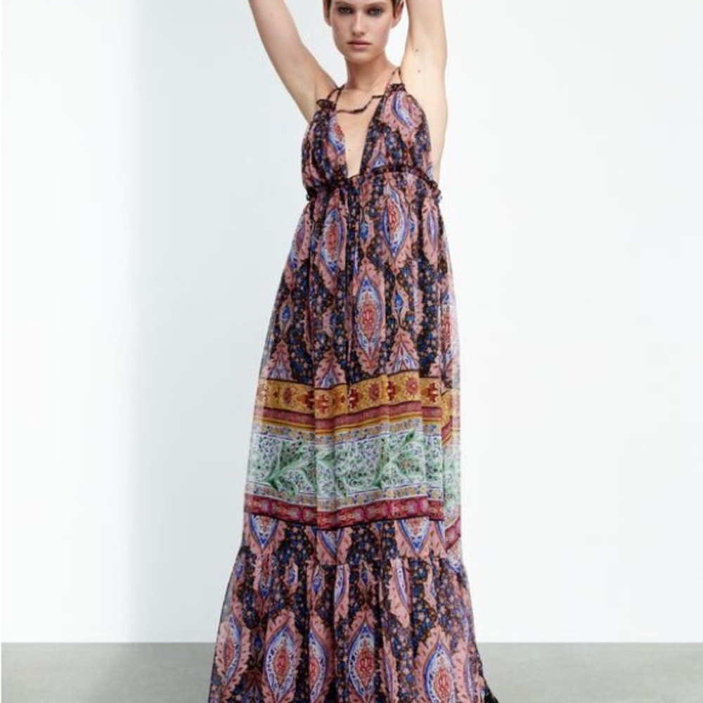 Zara size XS Bohemian Maxi Dress in  Multicolour - Boho Spring/Summer event